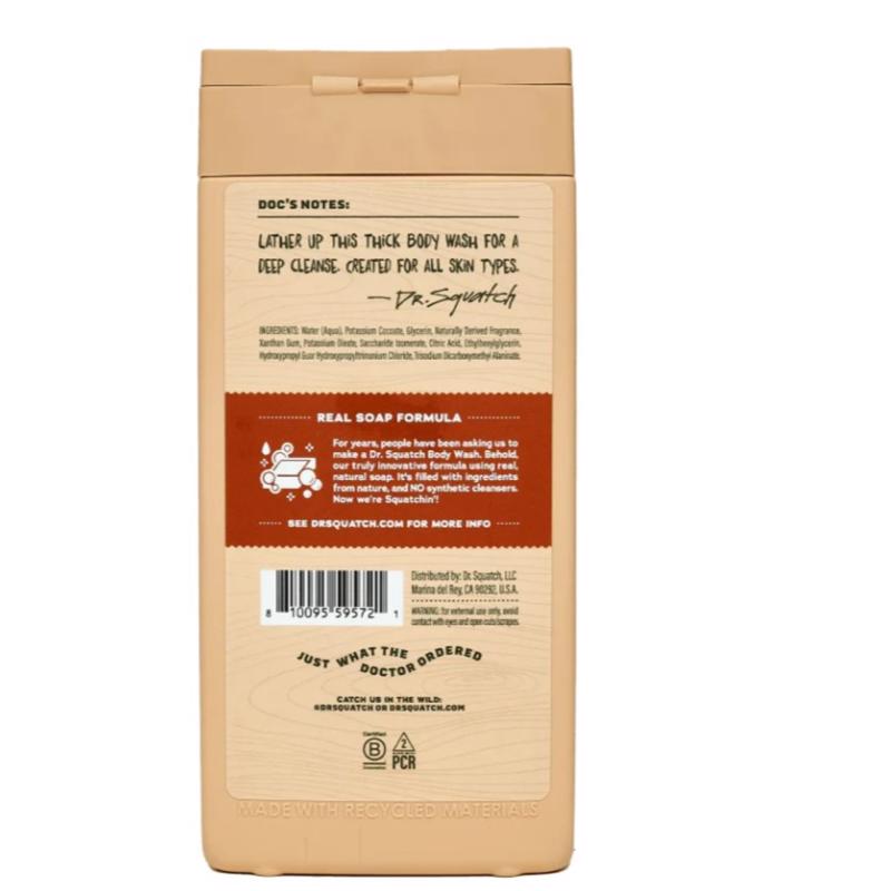 Dr. Squatch Wood Barrel Bourbon Scent Body Wash 14 fl. oz. 1 pk