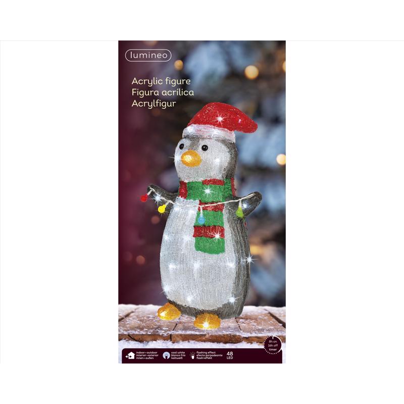 Lumineo LED Cool White Penguin 18 in. Yard Decor