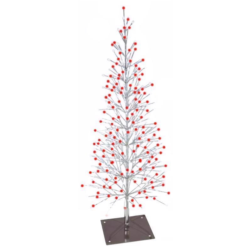 Celebrations LED Red/White Light Birch Tree 6.5 ft. Yard Decor