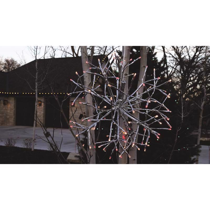 Celebrations LED Red/White Shimmering Sphere 16 in. Hanging Decor