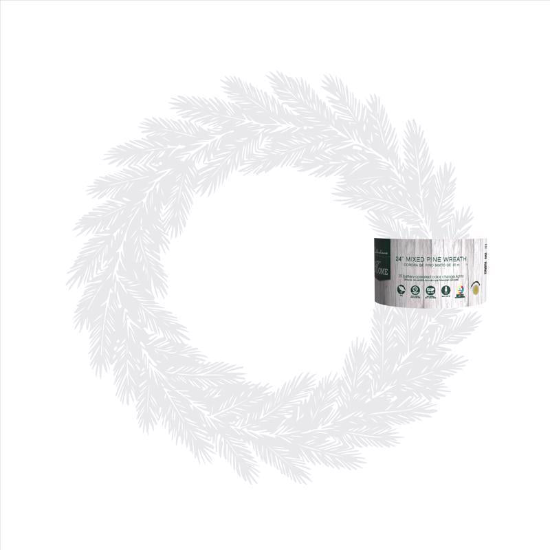Celebrations LED Prelit Multicolored/Warm White Mixed Pine Wreath