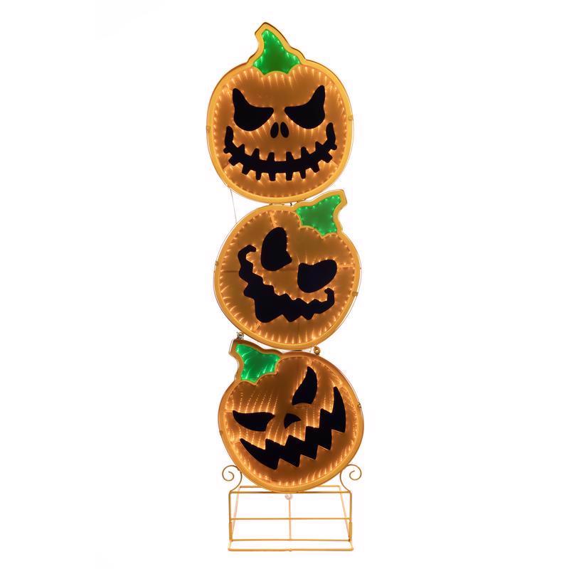 Celebrations Halloween 48 in. LED Prelit Infinity Stacked 3 Pumpkins Halloween Decor