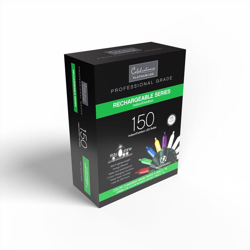 Celebrations Platinum LED T5 Multicolored/Warm White 150 ct String w/ Powerbank Christmas Lights