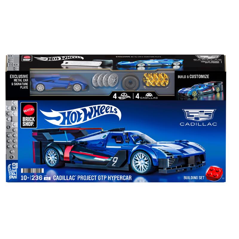 Hot Wheels Brick Shop Speed Series Cadillac Project GTP Hypercar Building Set Blue, Red 236 pc