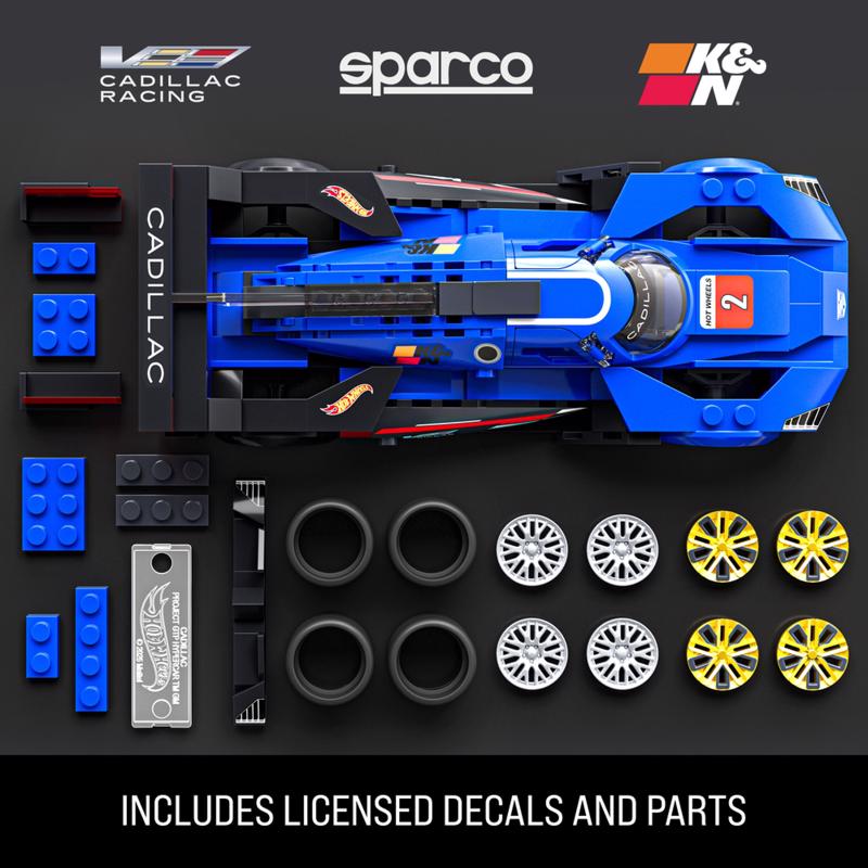 Hot Wheels Brick Shop Speed Series Cadillac Project GTP Hypercar Building Set Blue, Red 236 pc