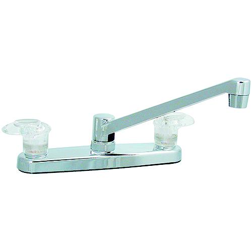 Valterra Catalina PF221301 Chrome Finish Two Handle 8″ RV Kitchen Faucet with Clear Acrylic Knobs