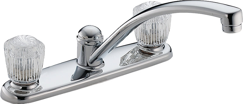 Delta Classic Series 2102LF Two-Handle Kitchen Faucet, 1.8 gpm, 3-Faucet Hole, Brass, Chrome-Plated, Deck Mounting, Yes
