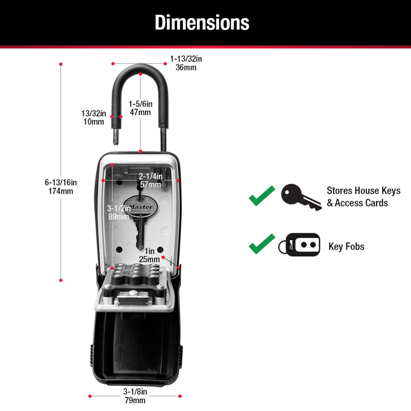 Master Lock 3.13 in. W Metal 4-Digit Combination Lock Box