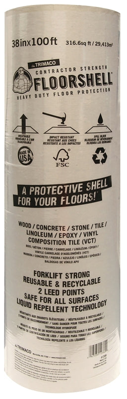 Trimaco FloorShell 12380 Heavy-Duty Temporary Surface Protector, 100 ft L, 38 in W, 46 mil Thick, Fiber, Brown/Tan