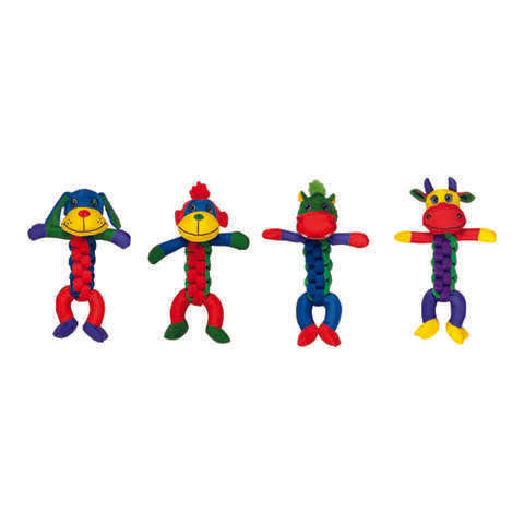 Chomper Assorted Nylon Cow, Hippo, Monkey, and/or Puppy Braided Body Dog Toy Large