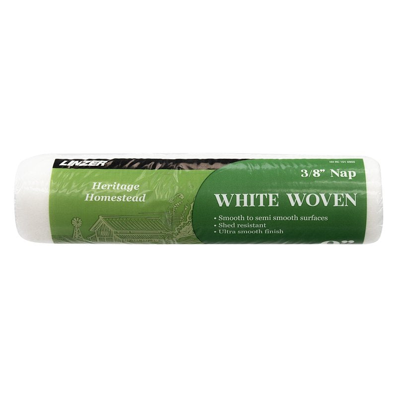Linzer HH RC 101 0900 Roller Cover, 3/8 in Thick Nap, 9 in L, White