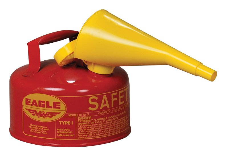 Eagle UI-10-FS Safety Can, 1 gal, Steel, Red, Galvanized