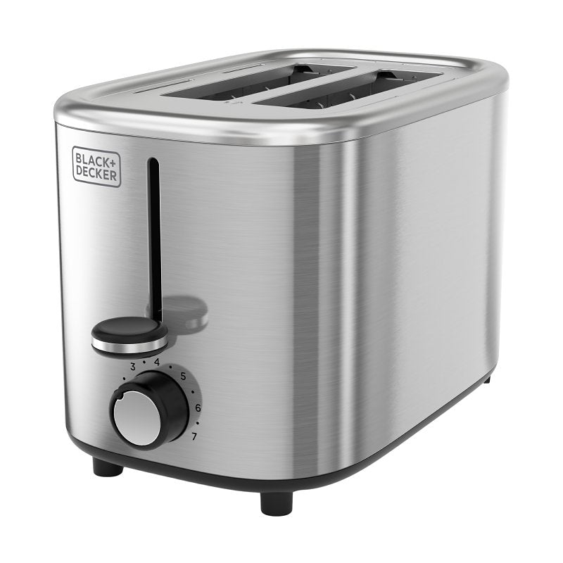 Black+Decker TR0011SSA Toaster, 750 W, 2-Slice, 7, Stainless Steel, Silver