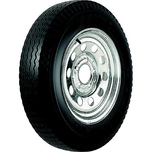 Loadstar Bias Tire and Wheel (Rim) Assembly K353 530-12 5 Hole 6 Ply, Silver, Modular
