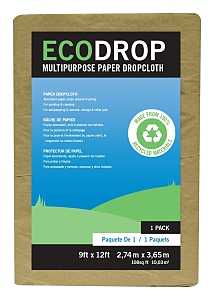 Trimaco 02101 Drop Cloth, 12 ft L, 9 ft W, 1/16 in Thick, Paper, Tan