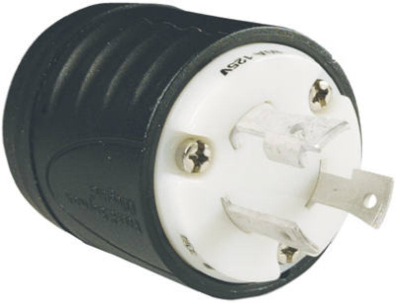 Legrand Turnlok L530PCCV3 Locking Plug, 2 -Pole, 30 A, 125 V, IP20, NEMA: NEMA L5-30P, Black/White