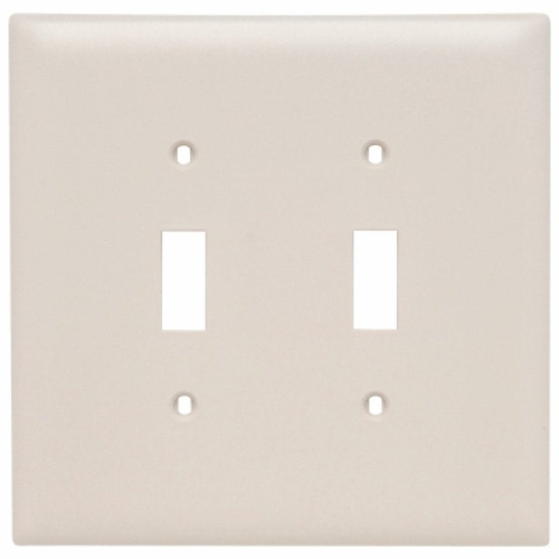 Pass & Seymour TradeMaster TPJ Series TPJ2LACC10 Wallplate, 5-1/16 in L, 5-1/8 in W, 2-Gang, Nylon, Light Almond, Matte