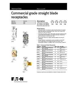 Eaton Wiring Devices BR15W Duplex Receptacle, Nylon/PVC, White, 2-Pole, 15 A, 125 V, Back, Side Wiring, NEMA: 5-15R