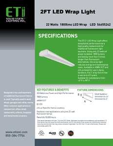 ETI 54655441 Wrap Light, 120, 277 V, 20 W, LED Lamp, 1800 Lumens, 4000 K Color Temp