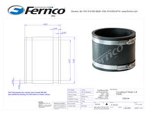 Fernco P1056-44 Flexible Coupling, 4 in, PVC, Black, 4.3 psi Pressure