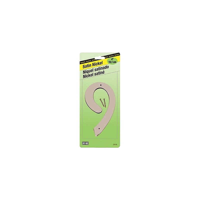 HY-KO SN-40/9 House Number, Character: 9, 4 in H Character, Nickel Character, Zinc, Pack of 10