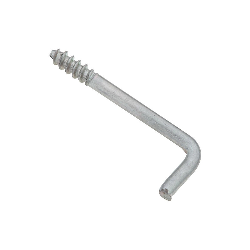 National Hardware N120-477 Square Bend Hook, 0.08 in Dia Wire, 0.31 in L Thread, 1 in L, Steel, Zinc