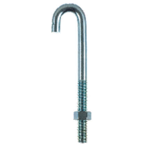 Hampton Small Zinc-Plated Silver Zinc 1 in. L J-Bolt 375 lb 1 pk, Pack of 10