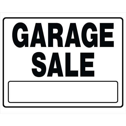 HILLMAN English White Garage Sale Sign 20 in. H X 24 in. W, Pack of 6