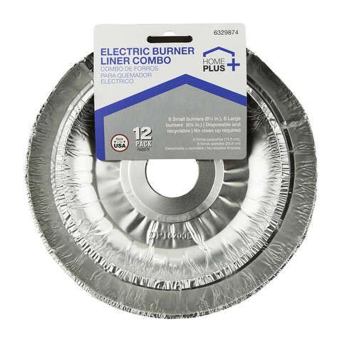 Home Plus Durable Foil Assorted in. W Electric Burner Liner Silver 12 pk, Pack of 12