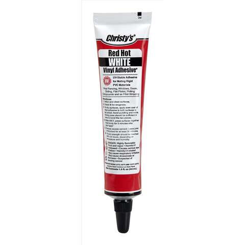 Christy's Red Hot White Adhesive and Sealant For PVC/Vinyl 1.5 oz