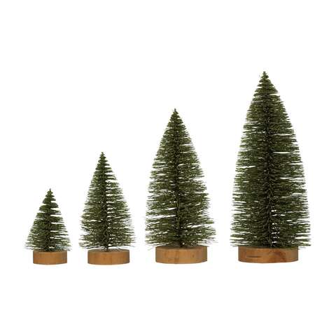 Creative Co-Op Brown/Green Bottle Brush Sisal Trees Table Decor, Pack of 12