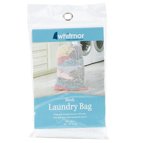 Whitmor 6154-111 Laundry Bag, Drawstring Cord Closure, Polyester, White