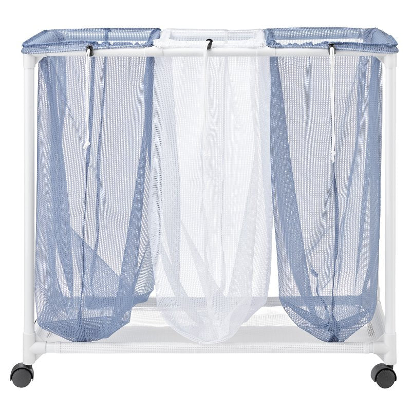 Whitmor 6208-2417 Triple Mesh Laundry Sorter, Plastic Bag, White, 28.4 in W, 30 in H, 15.4 in D