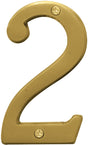 Hy-Ko Prestige Series BR-43BB/2 House Number, 2.938 in W x 6.875 in H Dimensions, Character: 2, 4 in H Character, Brass, Pack of 3