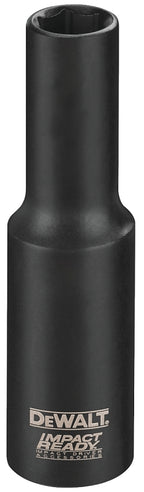 DEWALT Impact Ready DW22962 Deep Impact Socket, 1-1/8 in Socket, 1/2 in Drive, Square Drive, 6-Point, Steel