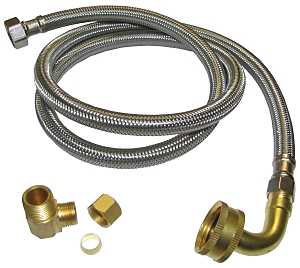 Plumb Pak PP23834 Dishwasher Connector, 3/8 in, Compression x MIP, Stainless Steel