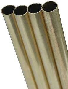K & S 1145 Decorative Tube, Round, 36 in L, 1/8 in Dia, 0.014 in Wall, Brass, Pack of 5