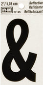 Hy-Ko RV-25 Series RV-25/& Self-Adhesive Reflective Sign, Character: &, 2 in H Character, Black Character, Vinyl, Pack of 10