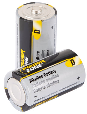 PowerZone LR20-4P-DB Battery, 1.5 V Battery, D Battery, Zinc, Manganese Dioxide, Potassium Hydroxide, Rechargeable: No, Pack of 8