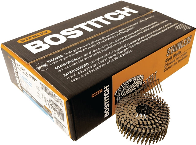 Bostitch C4R90BDSS Series Siding Nail, Wire Weld Collation, 1-1/2 in L, Stainless Steel, Ring Shank, 3600/PK