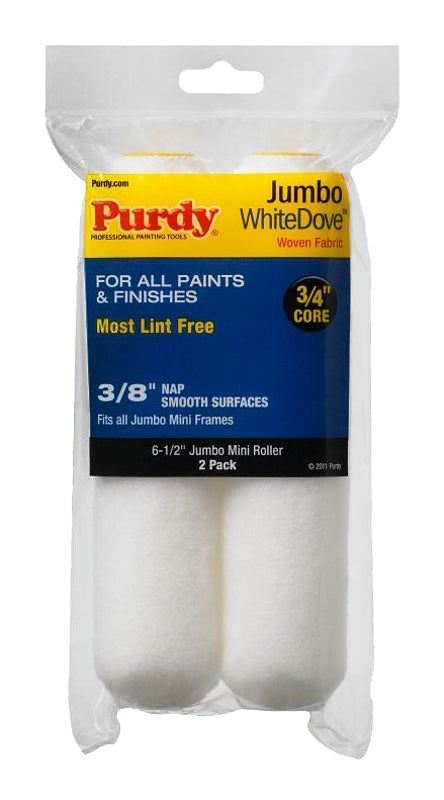 Purdy 14G626012 Jumbo Mini Roller Cover, 3/8 in Thick Nap, 6-1/2 in L, Dralon Fabric Cover