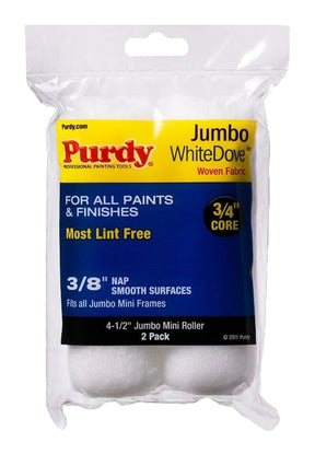 Purdy 14G624012 Jumbo Mini Roller Cover, 3/8 in Thick Nap, 4-1/2 in L, Dralon Fabric Cover