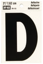 Hy-Ko RV-50/D Reflective Letter, 2-1/2 in W x 4 in H Dimensions, Character: D, 3 in H Character, Black Character, Vinyl, Pack of 10