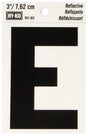Hy-Ko RV-50/E Reflective Letter, 2-1/2 in W x 4 in H Dimensions, Character: E, 3 in H Character, Black Character, Vinyl, Pack of 10