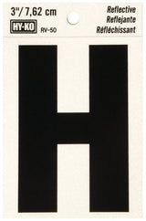 Hy-Ko RV-50/H Reflective Letter, 2-1/2 in W x 4 in H Dimensions, Character: H, 3 in H Character, Black Character, Vinyl, Pack of 10