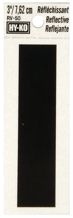 Hy-Ko RV-50/I Reflective Letter, 2-1/2 in W x 4 in H Dimensions, Character: I, 3 in H Character, Black Character, Vinyl, Pack of 10