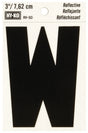 Hy-Ko RV-50/W Reflective Letter, 2-1/2 in W x 4 in H Dimensions, Character: W, 3 in H Character, Black Character, Vinyl, Pack of 10