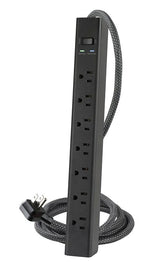 Powerzone ORPBSF405 Surge Strip, 4 ft L Cable, 7-Socket, Black