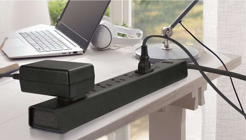 Powerzone ORPBSF405 Surge Strip, 4 ft L Cable, 7-Socket, Black