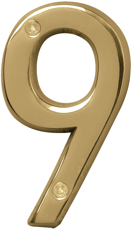 Hy-Ko Prestige Series BR-42PB/9 House Number, 2.938 in W x 6.875 in H Dimensions, Character: 9, 4 in H Character, Pack of 3